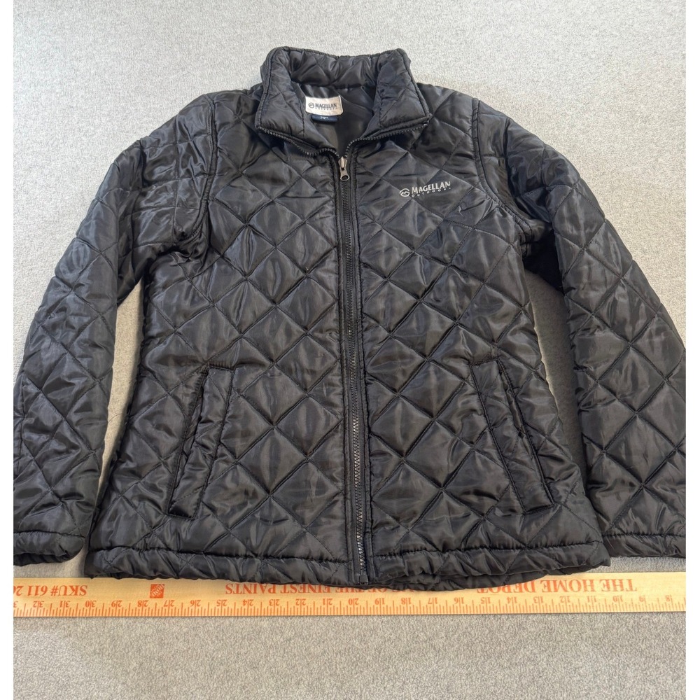 Magellan Outdoors Quilted Puffer Jacket Women‎ Small Black Excellent Full Zip